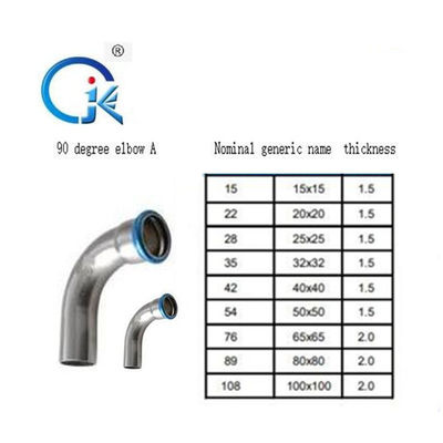 I montaggi della stampa di profilo di m. Type V sgomitano 45 304 montaggi di acciaio inossidabile 316L per impianto idraulico